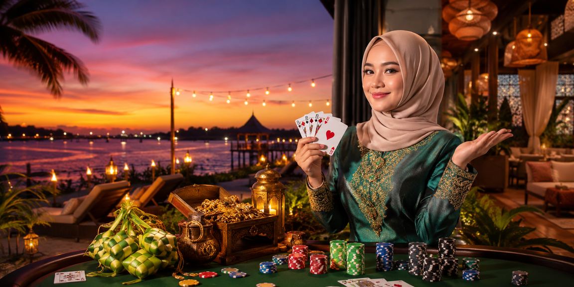 Permainan poker dalam suasana Hari Raya di Malaysia